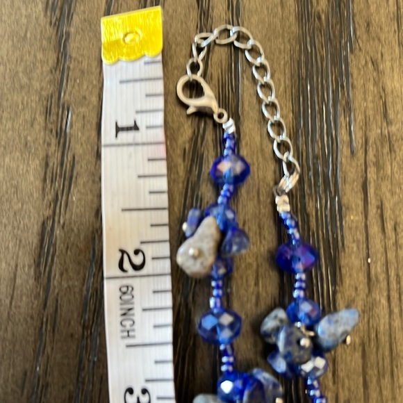 Sparkly Blue glass Beaded with  Lapis crystal mix with earrings - Picture 5 of 6